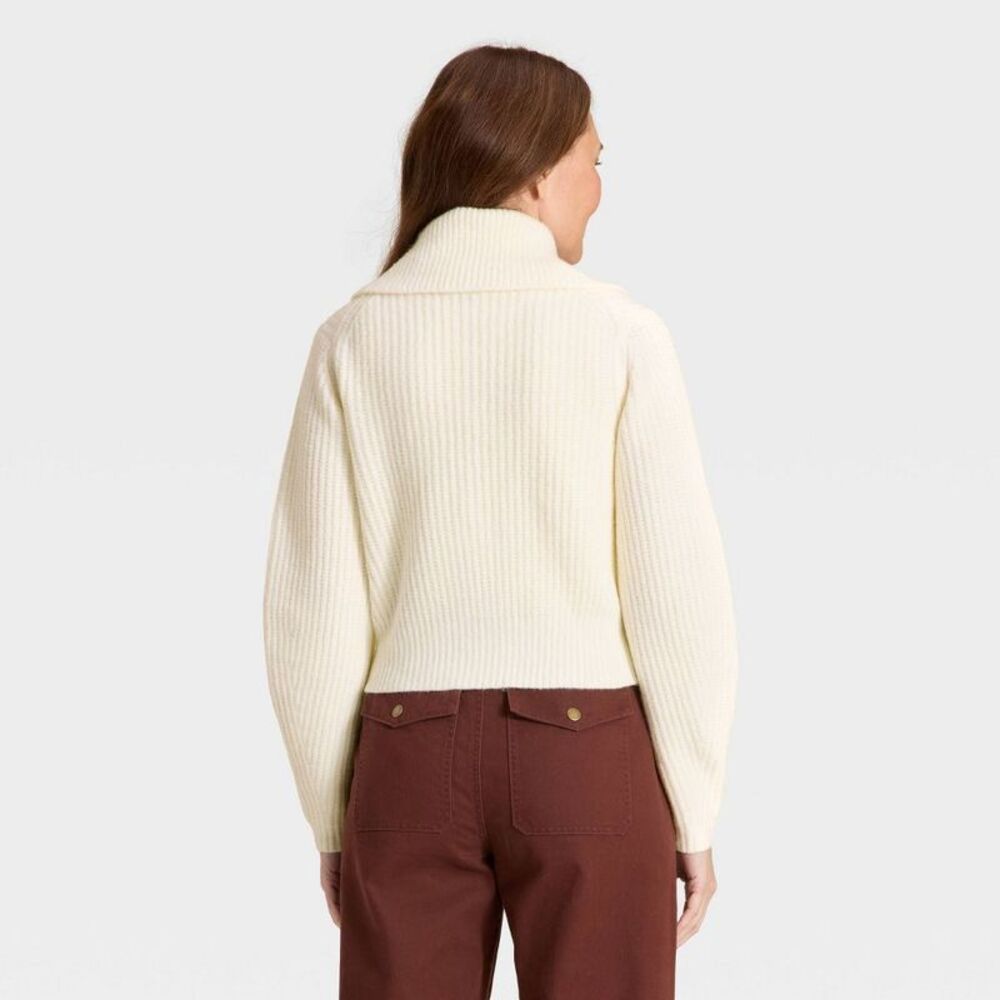 Women's Full Zip Cardigan - Universal Thread Cream M - Picture 2 of 3